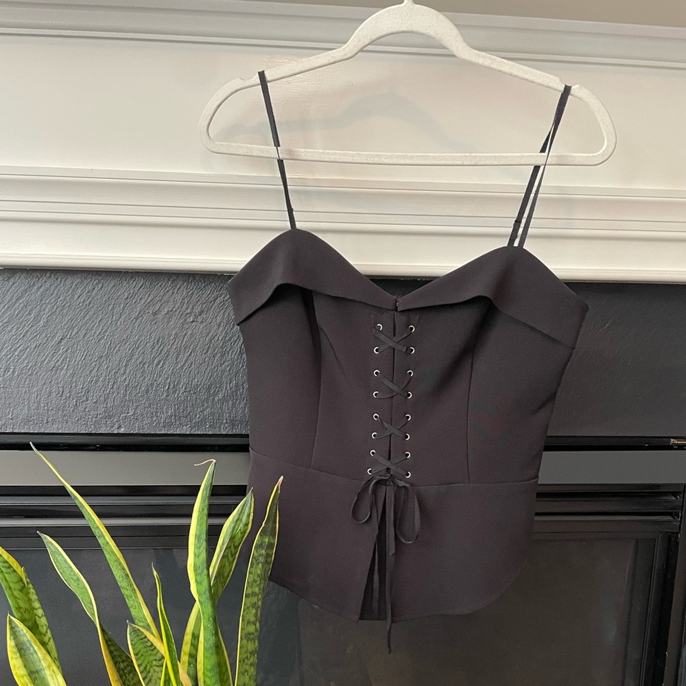 Express lace up corset style black tank top